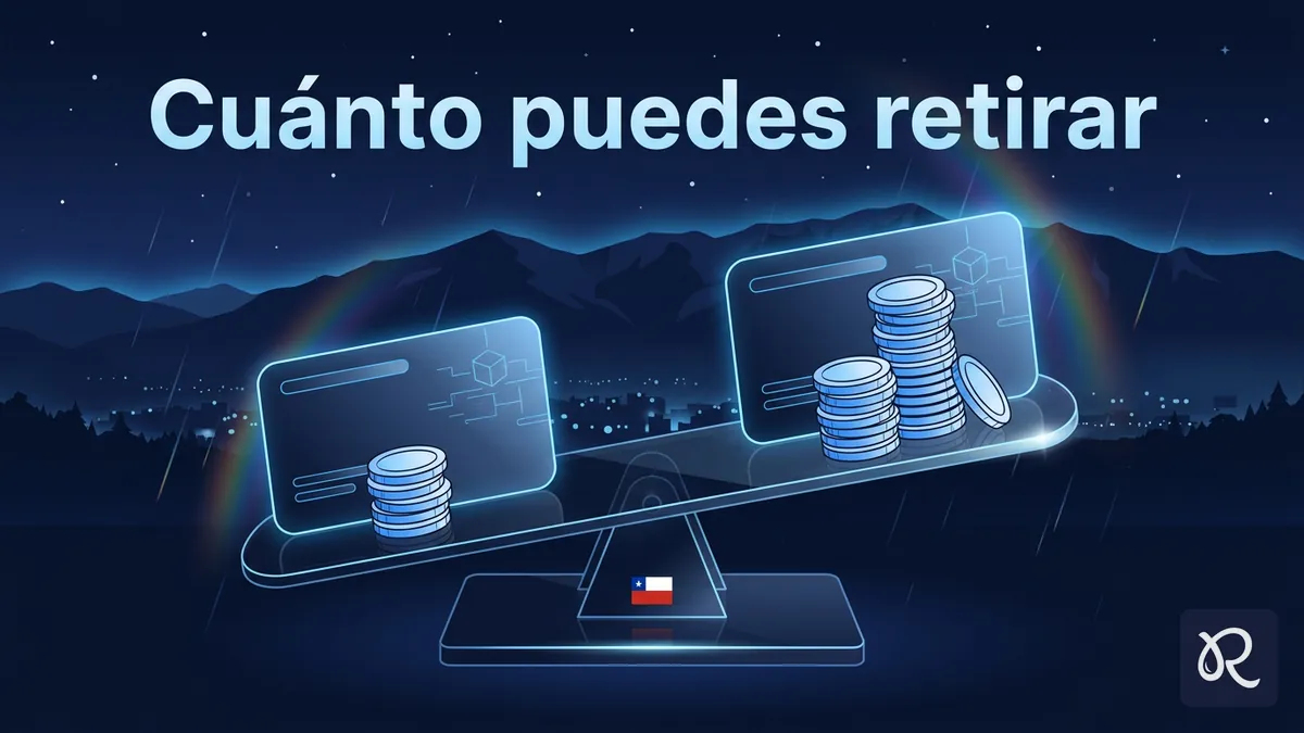Balanza que ilustra los topes de retiro del bono de bienvenida de Rainbet en Chile