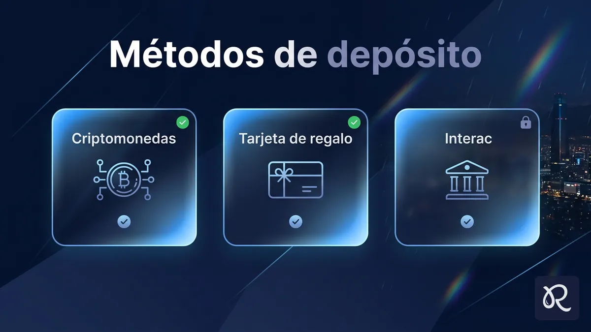 Comparación de métodos de depósito disponibles en Rainbet Chile: cripto, tarjeta de regalo e Interac